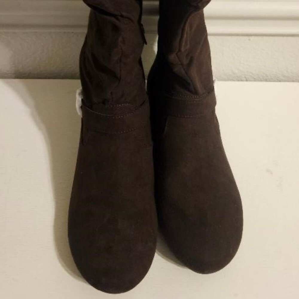 NEW Women's New Direction Sierra Fur Top Suede Boot, Brown, Size 10M